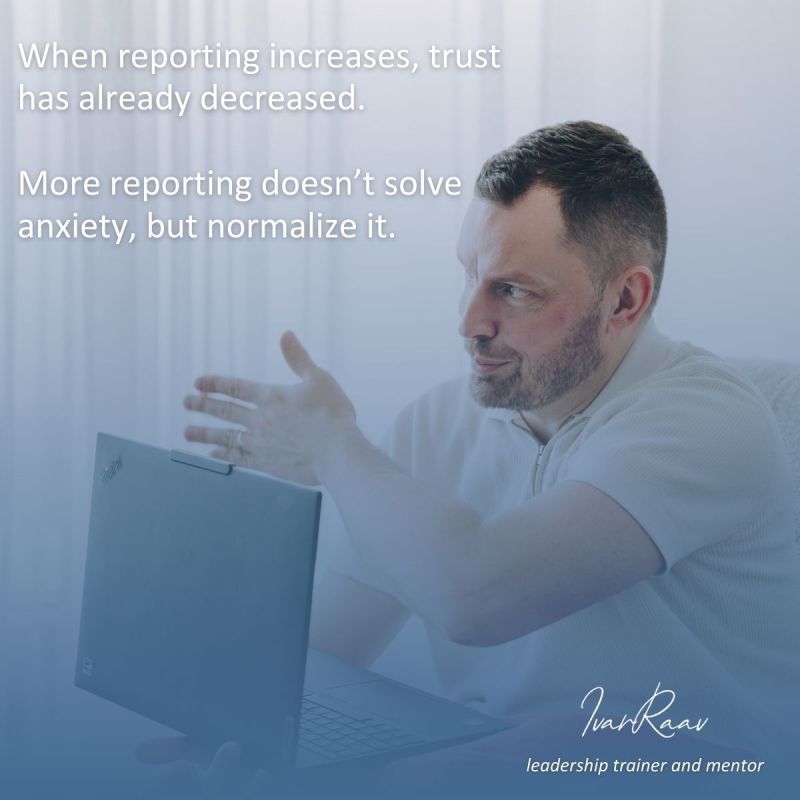 Pildil tekst: When reporting increases, trust has already decreased. More reporting doesn't solve anxiety, but normalize it.
