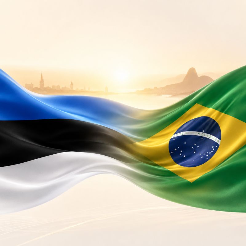 Pictured: The flags of Estonia and Brazil