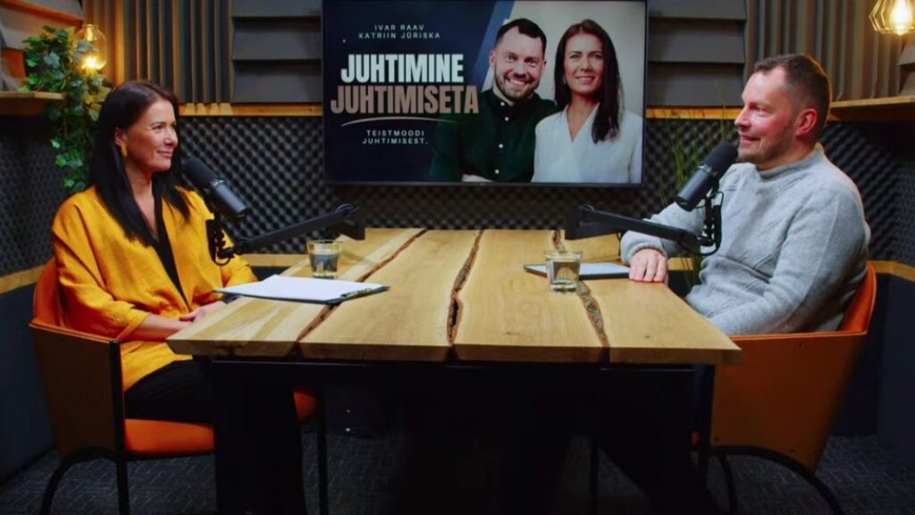 Pictured: Katriin Jüriska and Ivar Raav recording a podcast episode